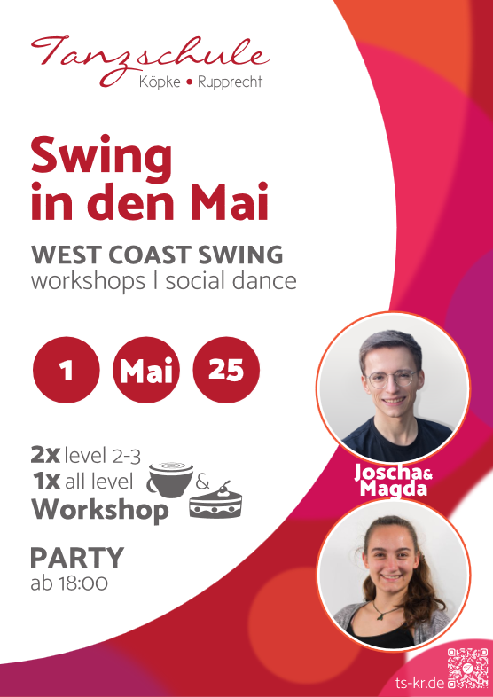 Flyer vom Event Swing in den Mai – Tanzen, Feiern, Genießen am 1. Mai 2025!